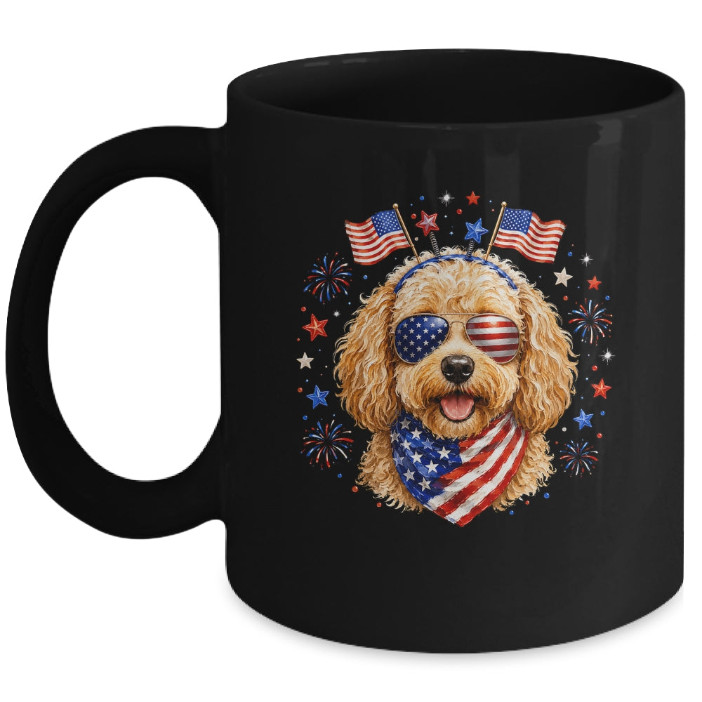 Cute Golden Doodle Patriotic Dog 4Th Of July Funny Dog Lover Mug | siriusteestore