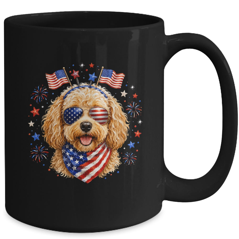 Cute Golden Doodle Patriotic Dog 4Th Of July Funny Dog Lover Mug | siriusteestore