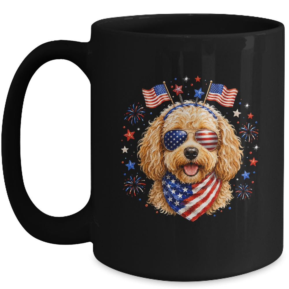 Cute Golden Doodle Patriotic Dog 4Th Of July Funny Dog Lover Mug | siriusteestore