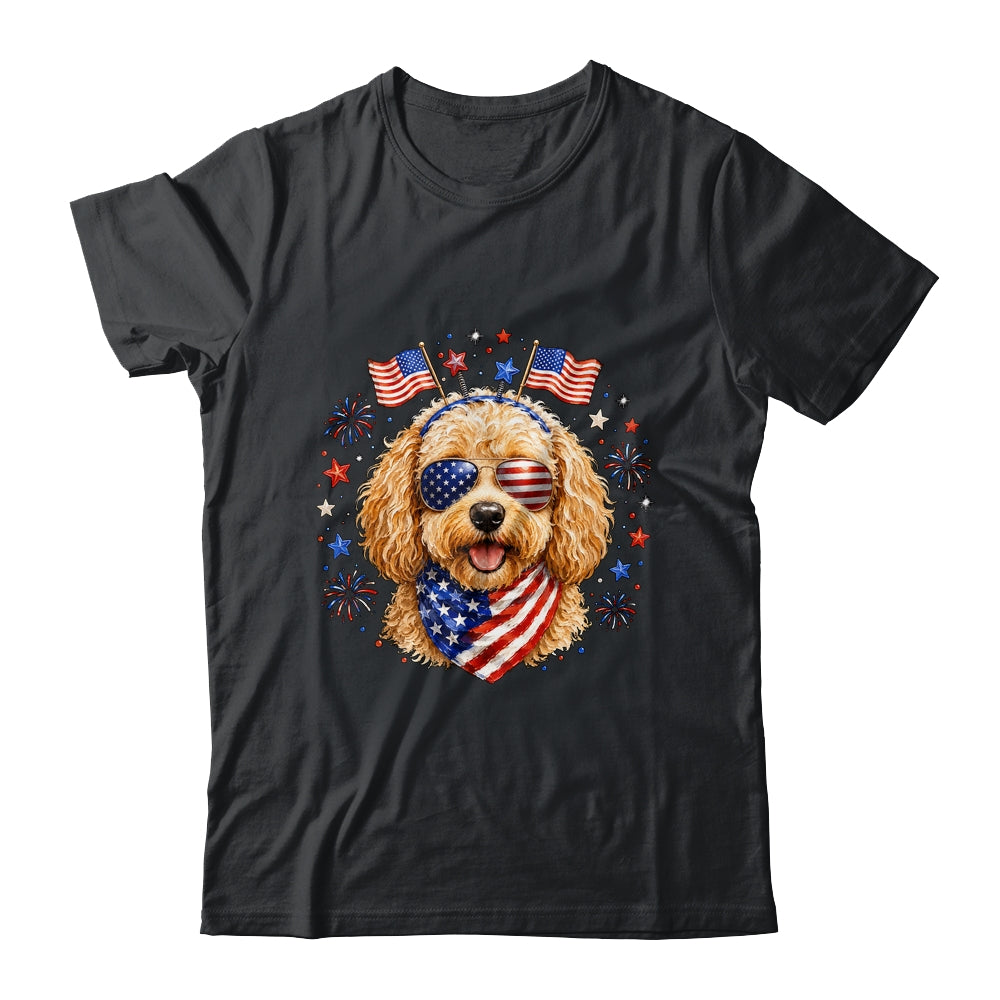 Cute Golden Doodle Patriotic Dog 4Th Of July Funny Dog Lover Shirt & Tank Top | siriusteestore