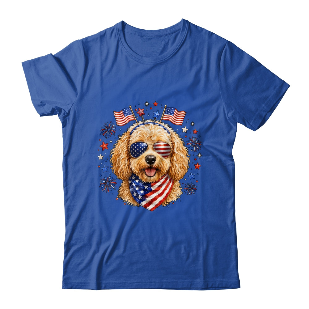Cute Golden Doodle Patriotic Dog 4Th Of July Funny Dog Lover Shirt & Tank Top | siriusteestore