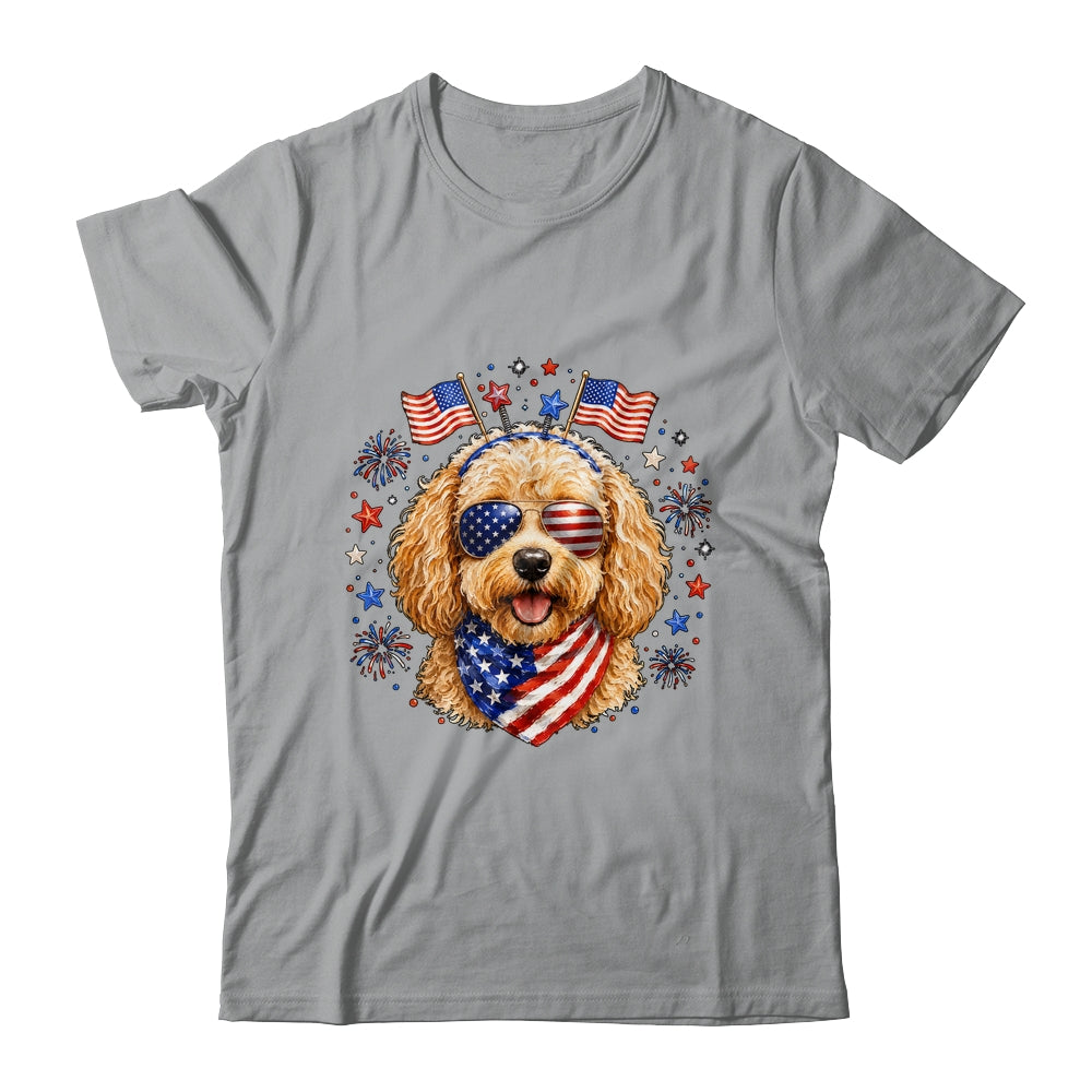 Cute Golden Doodle Patriotic Dog 4Th Of July Funny Dog Lover Shirt & Tank Top | siriusteestore