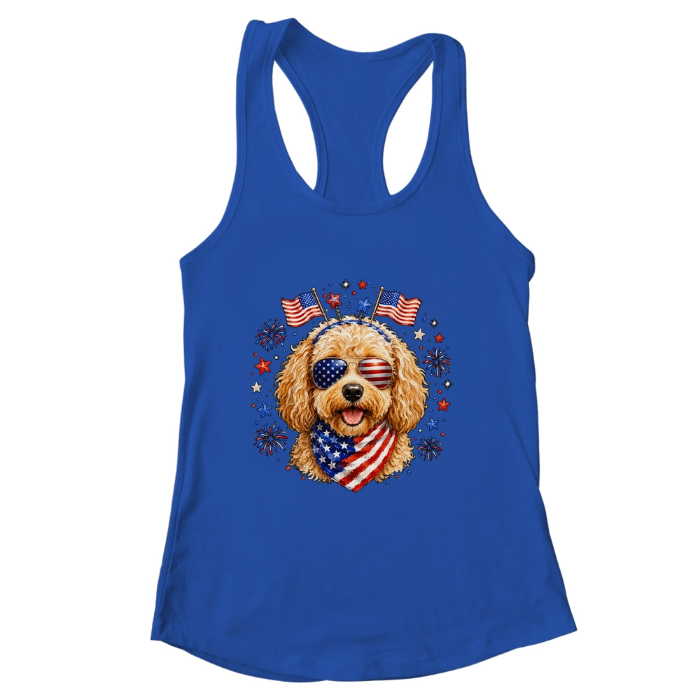 Cute Golden Doodle Patriotic Dog 4Th Of July Funny Dog Lover Shirt & Tank Top | siriusteestore