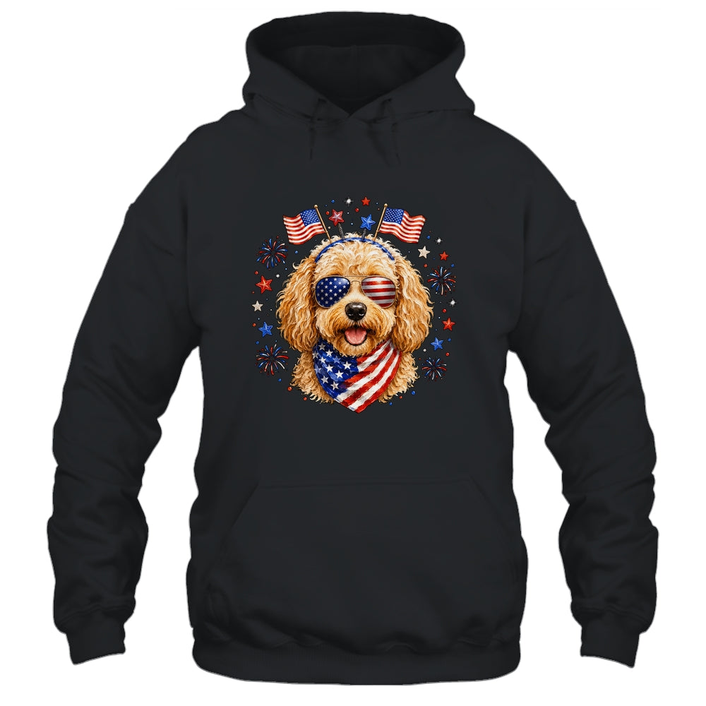 Cute Golden Doodle Patriotic Dog 4Th Of July Funny Dog Lover Shirt & Tank Top | siriusteestore
