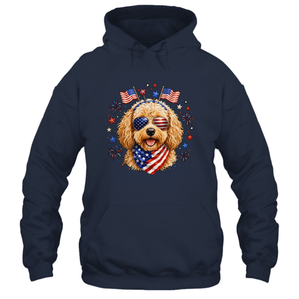 Cute Golden Doodle Patriotic Dog 4Th Of July Funny Dog Lover Shirt & Tank Top | siriusteestore