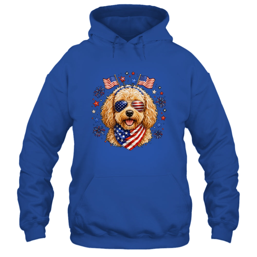 Cute Golden Doodle Patriotic Dog 4Th Of July Funny Dog Lover Shirt & Tank Top | siriusteestore