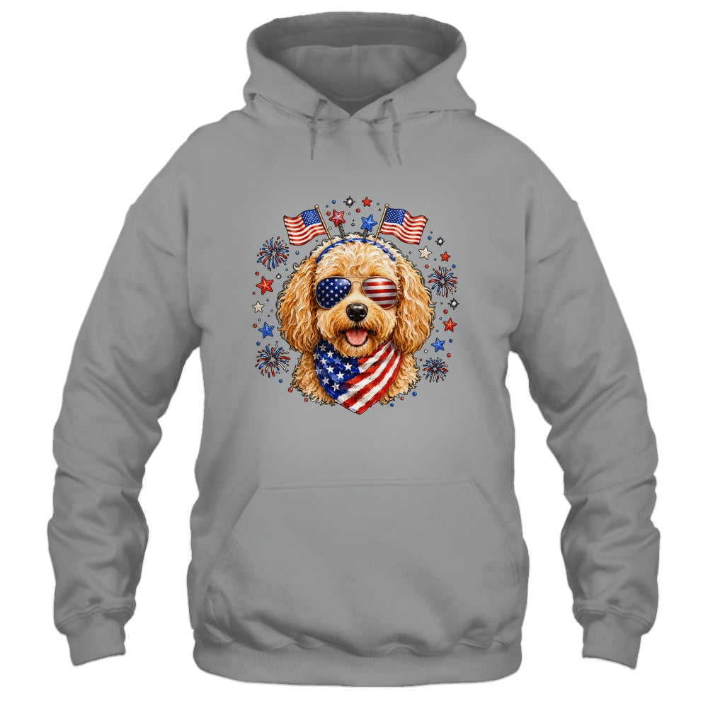 Cute Golden Doodle Patriotic Dog 4Th Of July Funny Dog Lover Shirt & Tank Top | siriusteestore