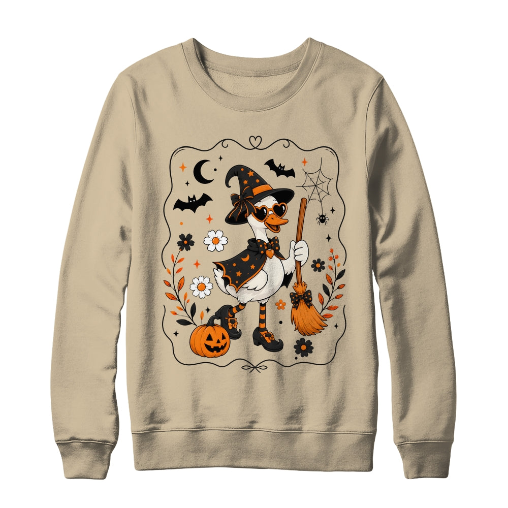 Cute Halloween Goose Coquette Witchy Vibes Fall Pumpkin Shirt & Sweatshirt | siriusteestore