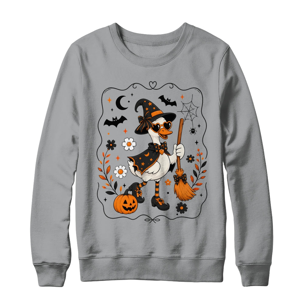 Cute Halloween Goose Coquette Witchy Vibes Fall Pumpkin Shirt & Sweatshirt | siriusteestore