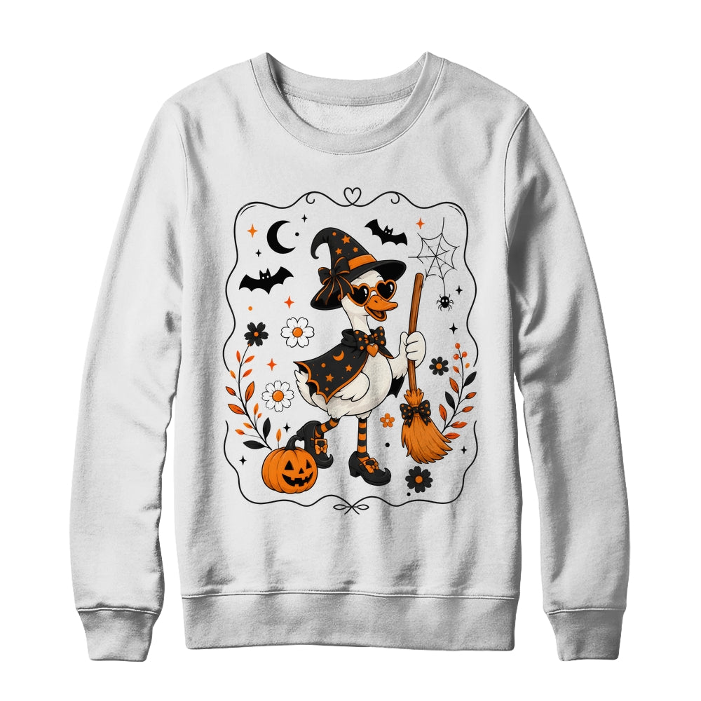 Cute Halloween Goose Coquette Witchy Vibes Fall Pumpkin Shirt & Sweatshirt | siriusteestore