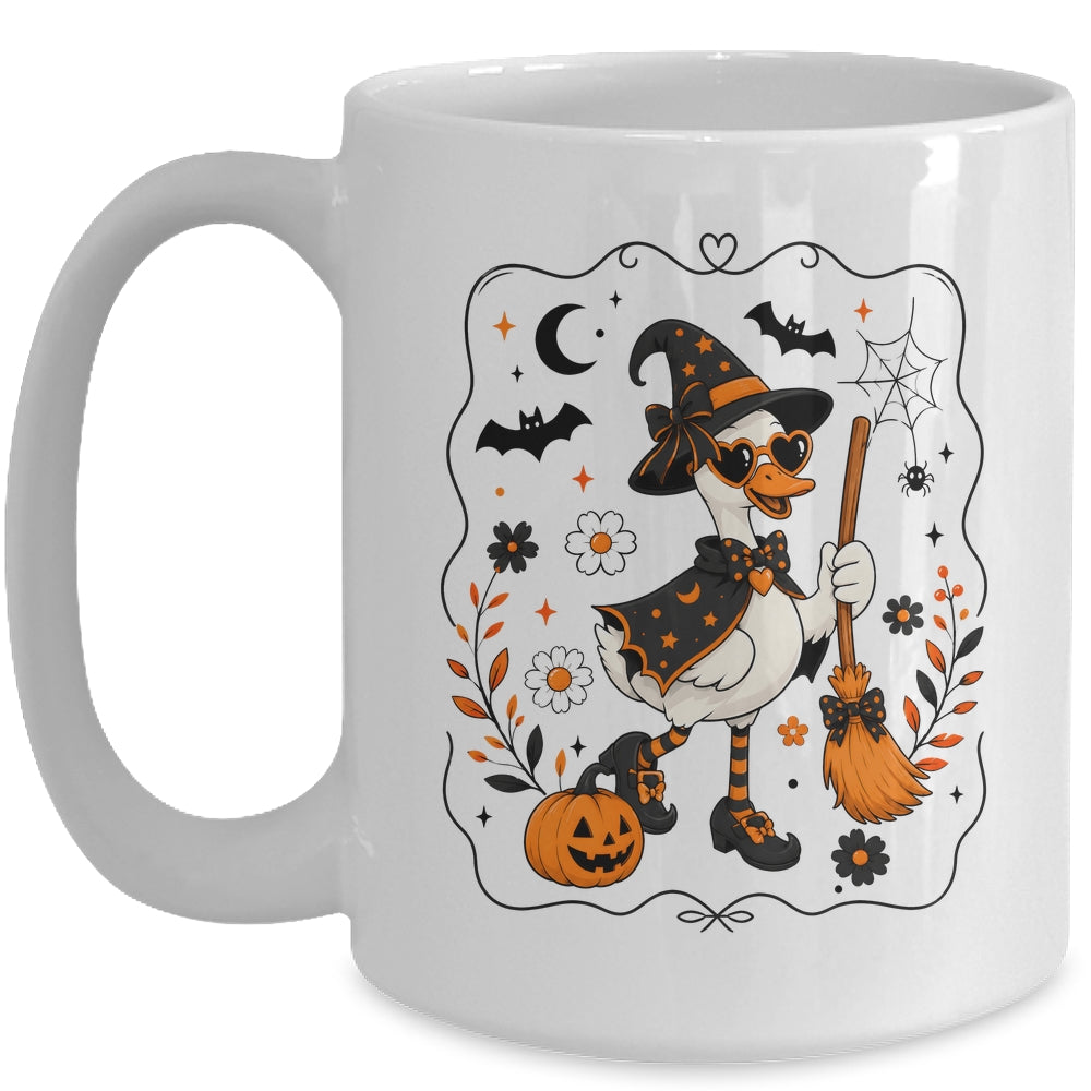 Cute Halloween Goose Coquette Witchy Vibes Fall Pumpkin Mug | siriusteestore