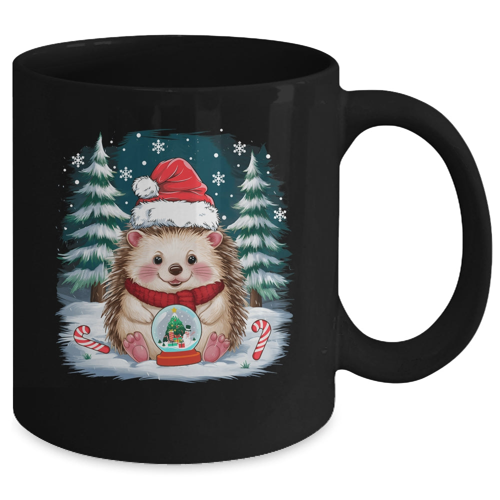 Cute Hedgehog Christmas Lights Santa Hat Xmas Men Women Kids Mug | siriusteestore