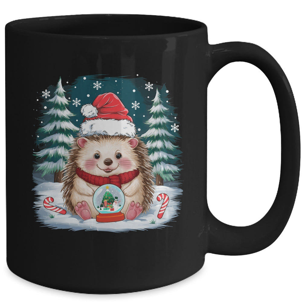 Cute Hedgehog Christmas Lights Santa Hat Xmas Men Women Kids Mug | siriusteestore