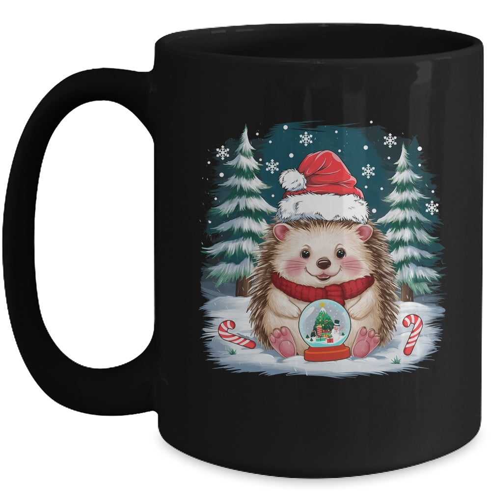 Cute Hedgehog Christmas Lights Santa Hat Xmas Men Women Kids Mug | siriusteestore