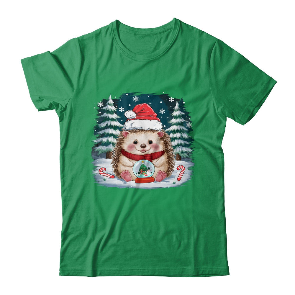 Cute Hedgehog Christmas Lights Santa Hat Xmas Men Women Kids Shirt & Sweatshirt | siriusteestore