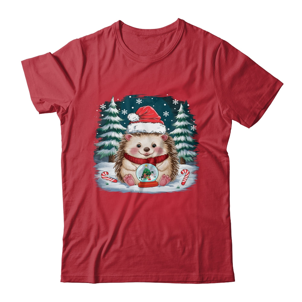Cute Hedgehog Christmas Lights Santa Hat Xmas Men Women Kids Shirt & Sweatshirt | siriusteestore