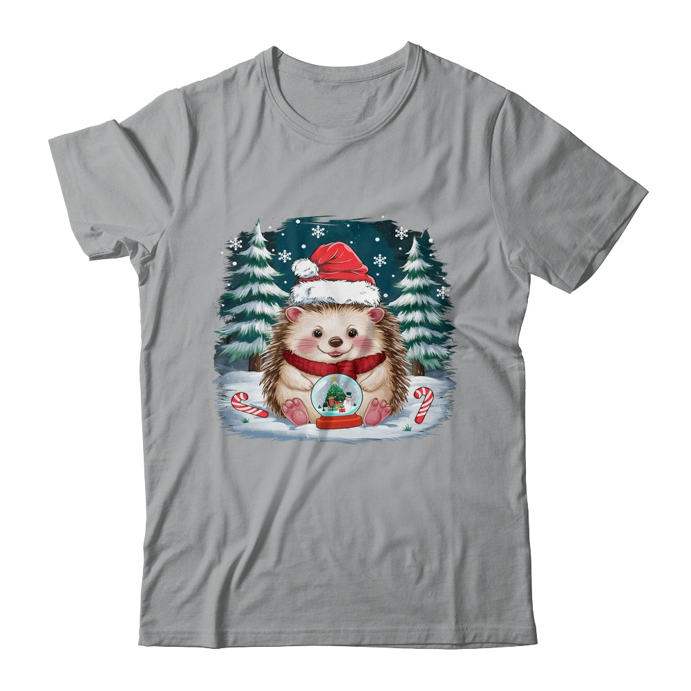 Cute Hedgehog Christmas Lights Santa Hat Xmas Men Women Kids Shirt & Sweatshirt | siriusteestore