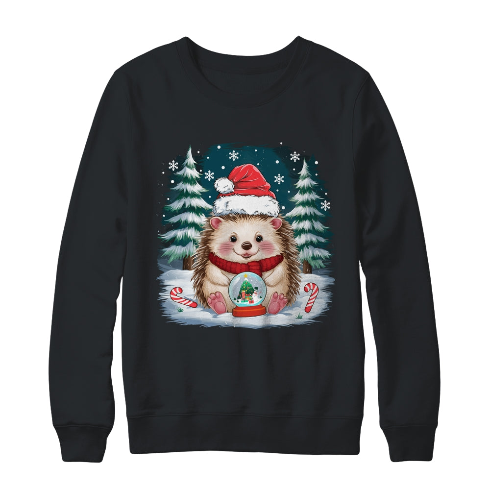 Cute Hedgehog Christmas Lights Santa Hat Xmas Men Women Kids Shirt & Sweatshirt | siriusteestore