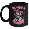 Cute Hello Summer Vibes Highland Cow Funny Beach Vacation Mug | siriusteestore