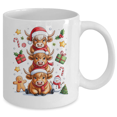 Cute Highland Cow Christmas Tree Fluffy Cow Santa Hat Mug | siriusteestore