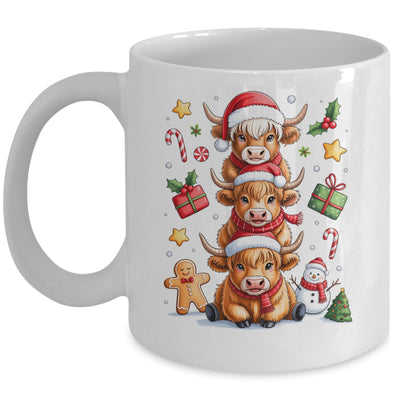 Cute Highland Cow Christmas Tree Fluffy Cow Santa Hat Mug | siriusteestore