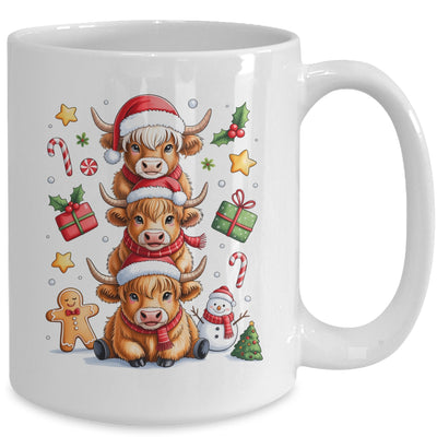 Cute Highland Cow Christmas Tree Fluffy Cow Santa Hat Mug | siriusteestore