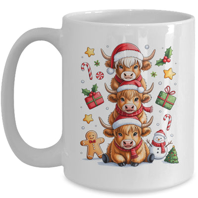 Cute Highland Cow Christmas Tree Fluffy Cow Santa Hat Mug | siriusteestore