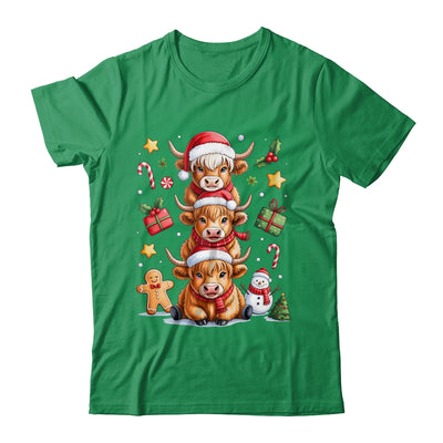 Cute Highland Cow Christmas Tree Fluffy Cow Santa Hat Shirt & Sweatshirt | siriusteestore