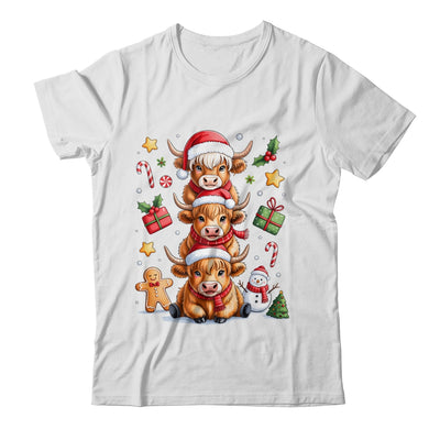 Cute Highland Cow Christmas Tree Fluffy Cow Santa Hat Shirt & Sweatshirt | siriusteestore