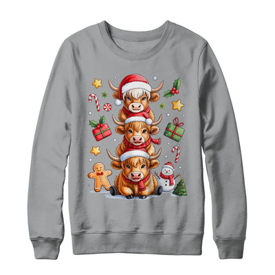 Cute Highland Cow Christmas Tree Fluffy Cow Santa Hat Shirt & Sweatshirt | siriusteestore