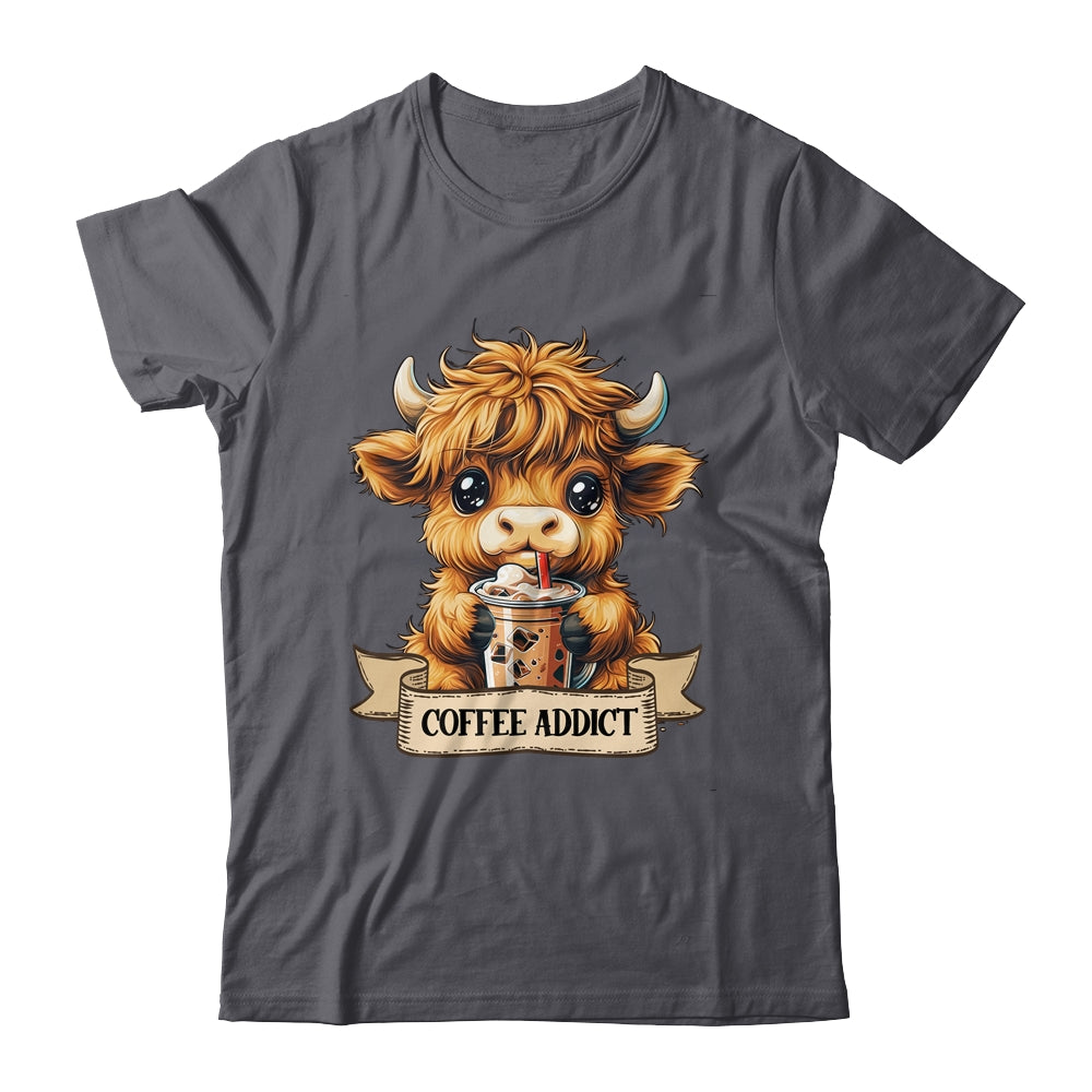 Cute Highland Cow Coffee Addict Funny Drink Coffee Cowgirl Shirt & Tank Top | siriusteestore