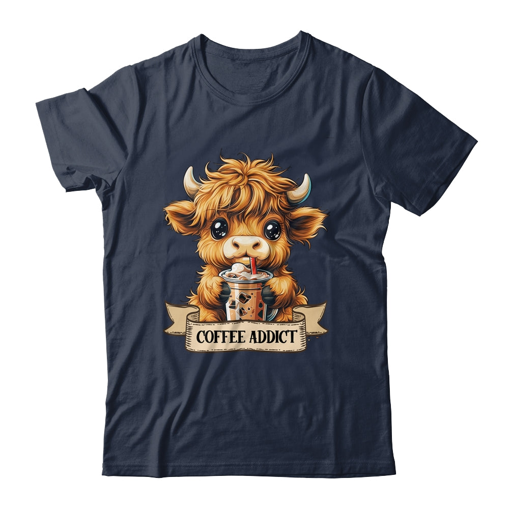 Cute Highland Cow Coffee Addict Funny Drink Coffee Cowgirl Shirt & Tank Top | siriusteestore