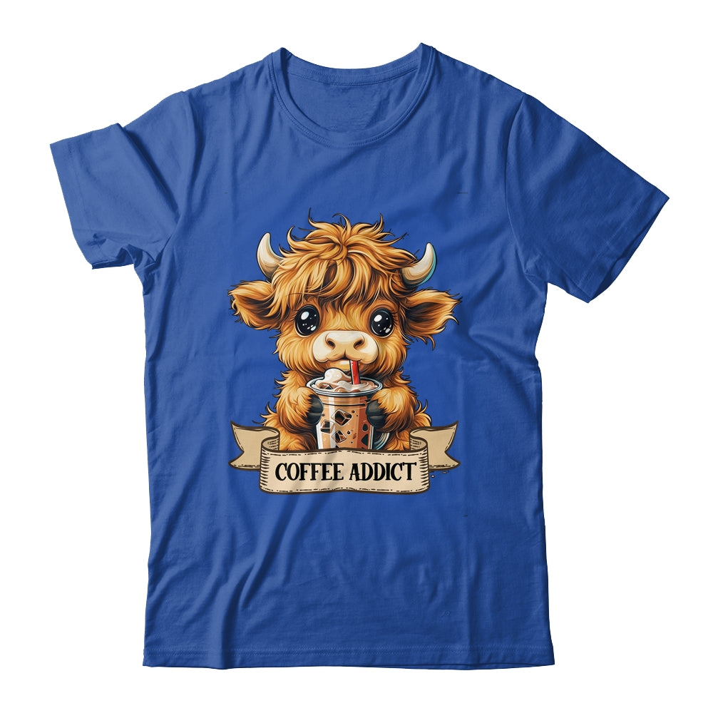 Cute Highland Cow Coffee Addict Funny Drink Coffee Cowgirl Shirt & Tank Top | siriusteestore