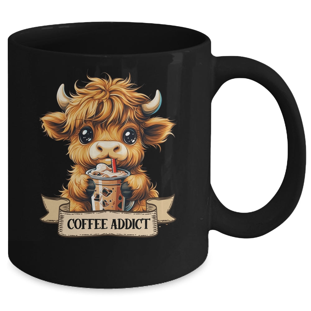 Cute Highland Cow Coffee Addict Funny Drink Coffee Cowgirl Mug | siriusteestore