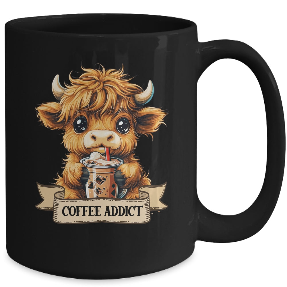 Cute Highland Cow Coffee Addict Funny Drink Coffee Cowgirl Mug | siriusteestore
