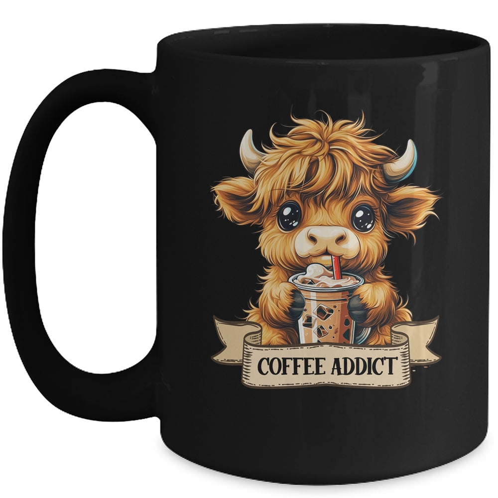 Cute Highland Cow Coffee Addict Funny Drink Coffee Cowgirl Mug | siriusteestore