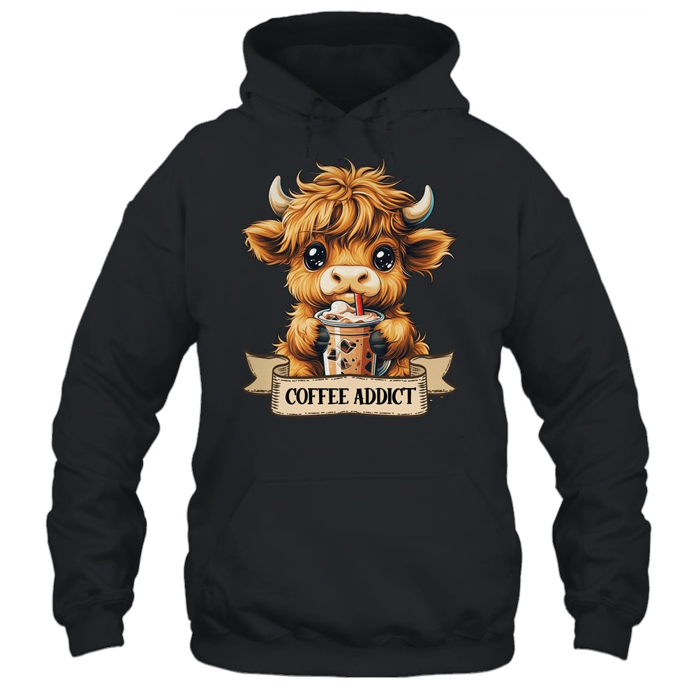 Cute Highland Cow Coffee Addict Funny Drink Coffee Cowgirl Shirt & Tank Top | siriusteestore