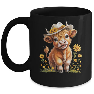 Cute Highland Cow Scottish Hairy Cattle Floral Women Girls Mug | siriusteestore