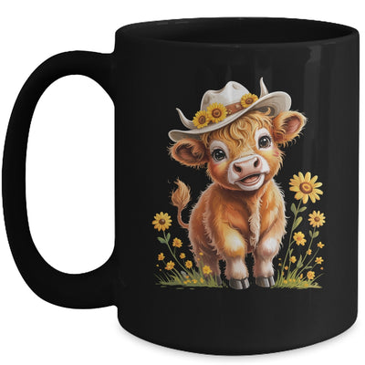 Cute Highland Cow Scottish Hairy Cattle Floral Women Girls Mug | siriusteestore