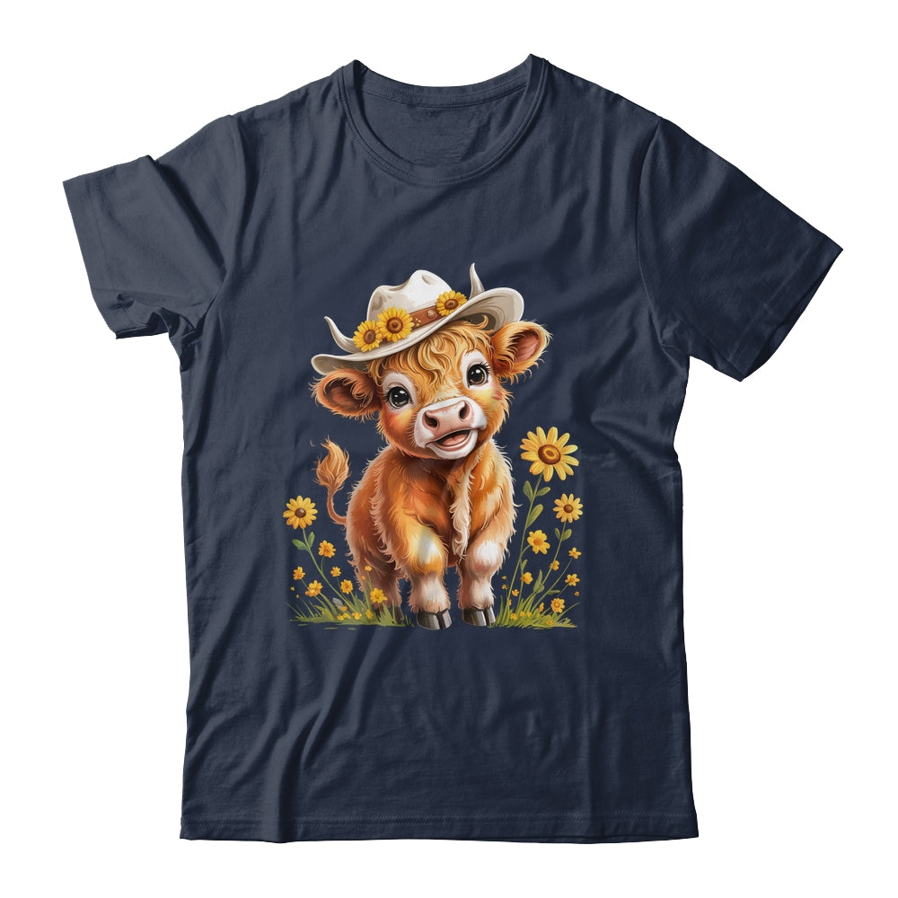 Cute Highland Cow Scottish Hairy Cattle Floral Women Girls Shirt & Tank Top | siriusteestore