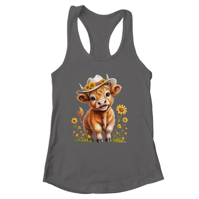 Cute Highland Cow Scottish Hairy Cattle Floral Women Girls Shirt & Tank Top | siriusteestore