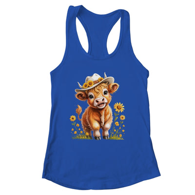 Cute Highland Cow Scottish Hairy Cattle Floral Women Girls Shirt & Tank Top | siriusteestore