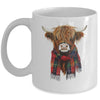 Cute Highland Cow Wearing Buffalo Plaid Scarf Farming Farmer Mug | siriusteestore