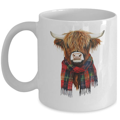 Cute Highland Cow Wearing Buffalo Plaid Scarf Farming Farmer Mug | siriusteestore