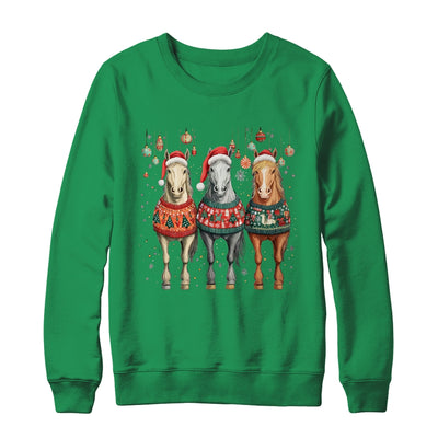 Cute Horses Santa Hat Ugly Christmas Xmas Horse Lover Shirt & Sweatshirt | siriusteestore