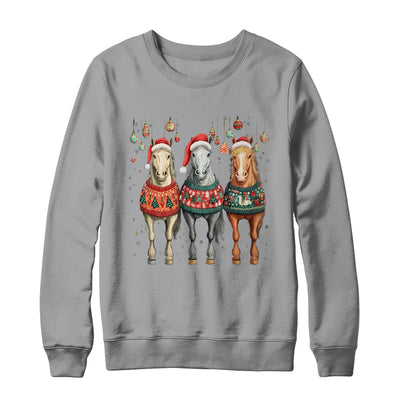 Cute Horses Santa Hat Ugly Christmas Xmas Horse Lover Shirt & Sweatshirt | siriusteestore