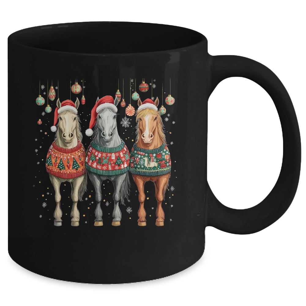 Cute Horses Santa Hat Ugly Christmas Xmas Horse Lover Mug | siriusteestore