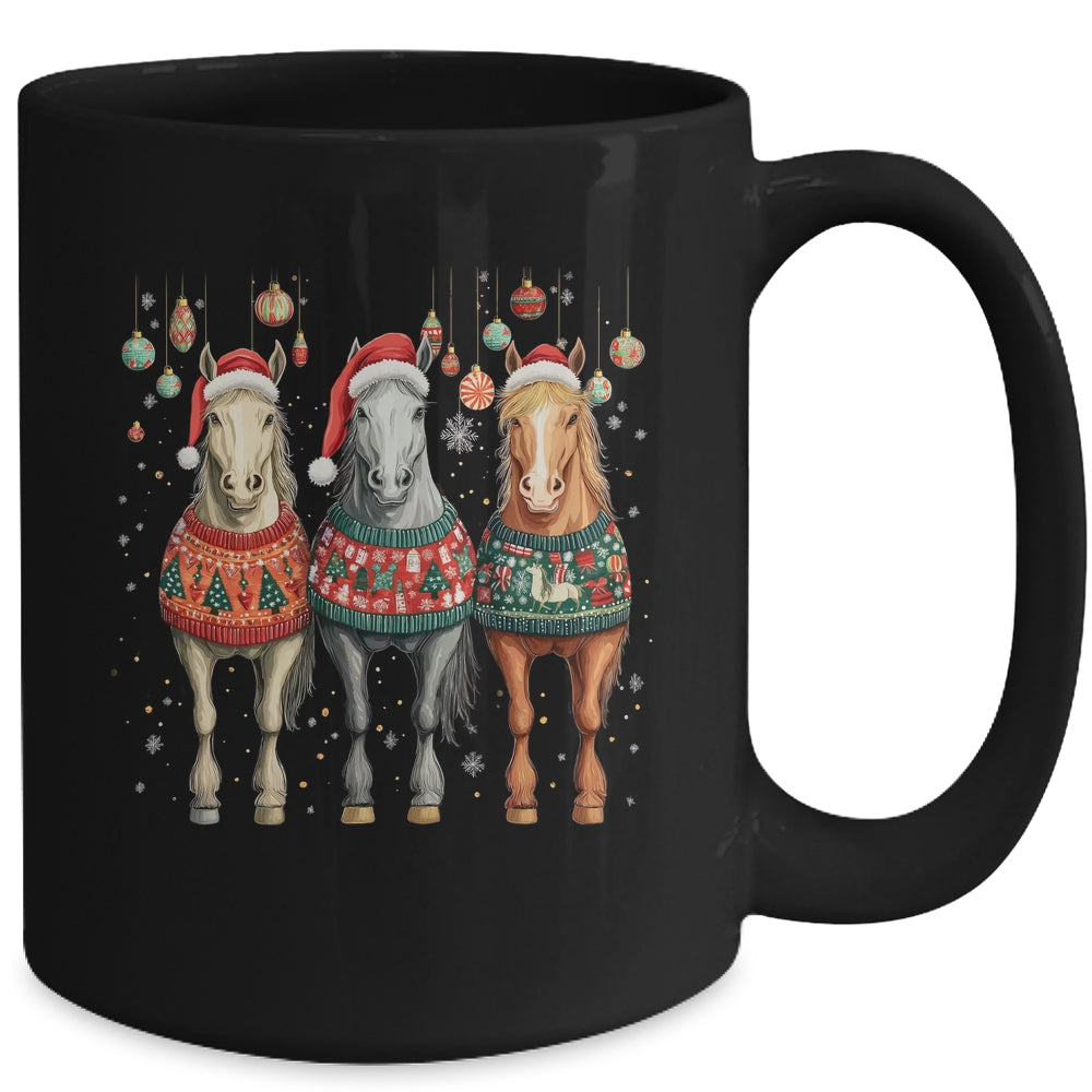 Cute Horses Santa Hat Ugly Christmas Xmas Horse Lover Mug | siriusteestore
