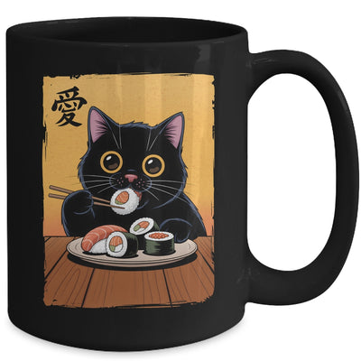 Cute Kawaii Black Cat Eating Sushi Funny Japanese Black Cat Mug | siriusteestore