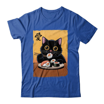 Cute Kawaii Black Cat Eating Sushi Funny Japanese Black Cat Shirt & Tank Top | siriusteestore